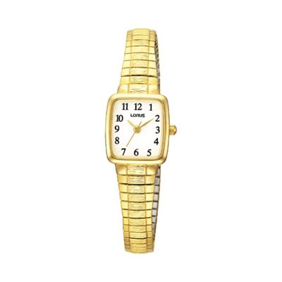 Ladies gold square dial flared expanding strap watch rph56ax9